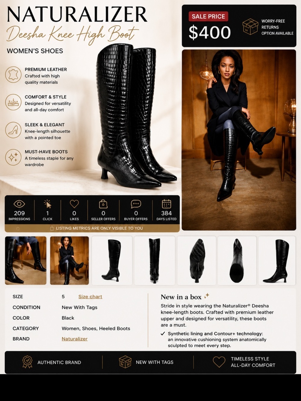 Naturalizer
Naturalizer Deesha Knee High Boot Women's Shoes Black